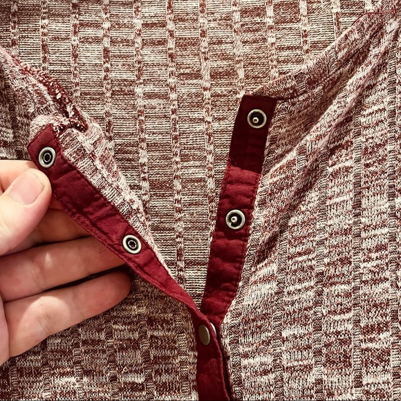 Burgundy melange henley top - Picture 3 of 8